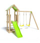 Aire de jeux EASY XPERIENCE, Plateforme 0,90m, bac a sable, toboggan 1,73m + extension portique 1,90m,2 balançoires