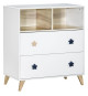 Chambre bébé trio OSLO - Lit 120x60 + Commode a langer 2 tiroirs étoiles + Armoire 3 portes - SAUTHON