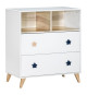 Chambre bébé duo OSLO - Lit 120x60 + Commode a langer 2 tiroirs étoiles - SAUTHON