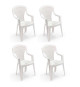 Lot de 4 Fauteuils de jardin monobloc empilable Capri - 56 x 58 x 90 cm - Blanc