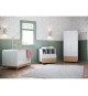 Ens. lit bébé 70 x 140 Kit évolutif, commode 2 tiroirs, 3 niches et 1 plan a langer, 1 armoire- FIRMIANA - Blanc & bois - DEM…