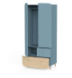 Ens. lit bébé 70 x 140 Kit évolutif, commode 2 tiroirs 3, niches et 1 plan a langer, 1 armoire - FIRMIANA - Bleu / bois - DEM…