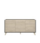 Buffet - Panneaux de particule - Bois clair et graphite - 3 portes - Ness - L 155 x P 43 x H 75 cm