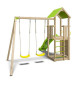 Aire de jeux SMART XPERIENCE, PF 1,20m, bac a sable, mur de grimpe, toboggan 2,63m + extension portique 2,20m, 2 balançoires
