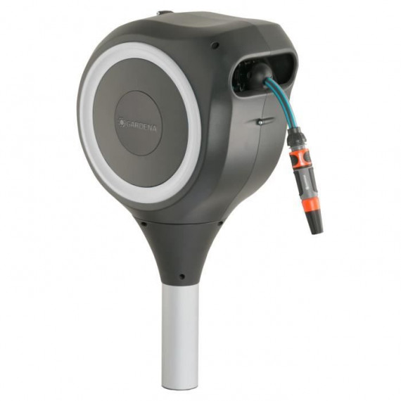 GARDENA Dévidoir automatique sur pic RollUp S liseret blanc  Longueur 15m  Ø11mm  Kit complet  Garantie 5 ans (18606-20)