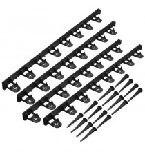 NATURE Bordure a gazon en polypropylene et polyéthylene - 16 ancres - H 4,5 x (4 x L100) cm - Noir