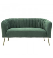 Canapé 2 places - Bleu vert - Velours - L 142 x P 70 x H 71 cm - MATHIS