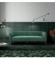 Canapé rétro - 3 places - Velours bleu vert - Style chic - L 207 x P 87 x H 77 cm - MATHIS - Structure bois massif
