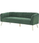 Canapé rétro - 3 places - Velours bleu vert - Style chic - L 207 x P 87 x H 77 cm - MATHIS - Structure bois massif