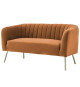 Canapé rétro 2 places - Velours Terra cotta et structure bois massif - L 167 x P 70 x H 71 cm - MATHIS