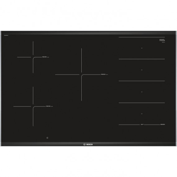 Table induction grande largeur - BOSCH  SER8 - PXV875DV1E - Noir - 5-foyers - Home Connect - L816xP527 mm
