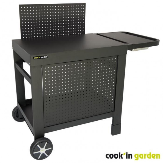 Desserte COOK'IN GARDEN REVA 110 PREMIUM - 100% métal - Surface de travail (L.108 x l.55 cm) - 1 tablette basse, 1 jupe, 1 cr…