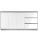 Buffet Phoenix 51A - Décor béton structuré / blanc brillant - Panneaux de particules - 3 portes/étageres/tiroirs - 178 x 88 x…