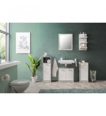 Ensemble de salle de bain Madeira - Coloris béton structuré - 1 meuble lavabo + 1 étagere + 1 petite commode +  1 commode