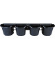 Jardiniere murale - Kit mural composé d'un support mural et de 4 pots (1 L) - Noir - Dim H 15 x L 60 cm - NATURE