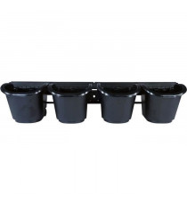 Jardiniere murale - Kit mural composé d'un support mural et de 4 pots (1 L) - Noir - Dim H 15 x L 60 cm - NATURE