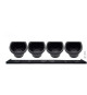 Jardiniere murale - Kit mural composé d'un support mural et de 4 pots (1 L) - Noir - Dim H 15 x L 60 cm - NATURE