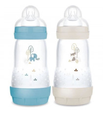 Lot de 2 Biberons - MAM - Easy Start / Anti-Colique - 260 ml - Tétine Débit 2 - Océan + Sable
