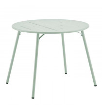 Table de jardin ronde - D 90 x H 73 cm - Vert Céladon - Acier