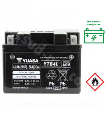 BATTERIE YUASA YTB4L 12V 4 AH (  REMPLACE LA YTX4L-BS ) - AGM ACTIVE USINE