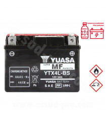 BATTERIE YUASA YTX4L-BS 12V-3.2Ah MF SANS ENTRETIEN LIVREE AVEC PACK ACIDE