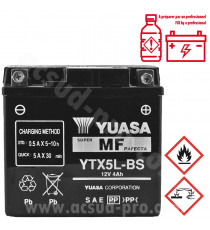 BATTERIE YUASA YTX5L-BS 12V-4.2Ah MF SANS ENTRETIEN LIVREE AVEC PACK ACIDE