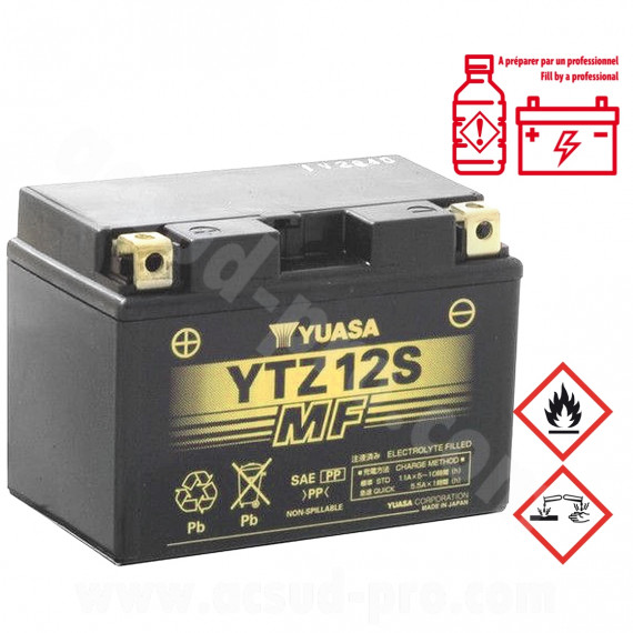 BATTERIE YUASA YTZ12S 12V-11A ACTIVEE EN USINE PRETE A L'EMPLOI