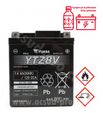 BATTERIE YUASA YTZ8V 12V-7.4Ah ACTIVEE EN USINE PRETE A L'EMPLOI