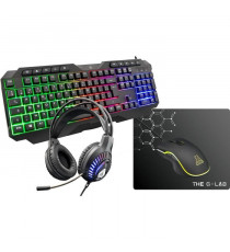 COMBO GAMING 4en1 - THE G-LAB - COMBO-PLUTONIUM/FR - Clavier et Souris rétroéclairé Casque Gaming Rétroéclairé + Tapis de souris
