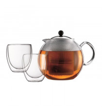 BODUM ASSAM SET Théiere a piston - 1,5 L - Avec 2 verres double paroi Pavina 0,25 l