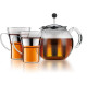 Théiere a piston - BODUM - ASSAM SET - 1.0 l avec couvercle, filtre inox + 2 tasses verre anse inox 0.35 l