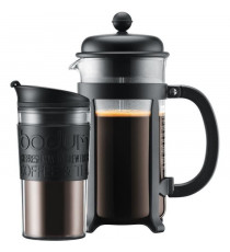 Cafetiere a piston - BODUM - JAVA SET - 8 tasses 1.0 l + mug isotherme plastique 0.35 l