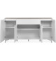 Buffet Bertrix 51A - Décor travertin / blanc - Panneaux de particules - 4 portes et étageres - 1 tiroir central - 177 x 92 x …