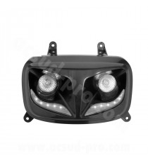 DOUBLE OPTIQUE TNT 2 LAMPES HALOGENE + LEDS BLANCHE EYELIGHT ADAPT. YAMAHA BOOSTER (à partir de) 2004  NOIR *