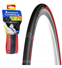 PNEU VELO 700 x 25 MICHELIN LITHION 3 ROUGE 3x60TPI 255G TRINGLE SOUPLE TS (25-622)