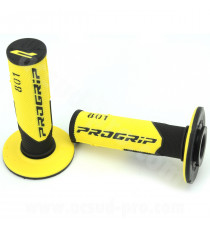 REVETEMENT POIGNEE PROGRIP 801 NOIR / JAUNE CLOSED END 115mm (CROSS/MX) (LA PAIRE)