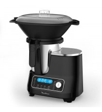 MOULINEX Clickchef Robot cuiseur multifonction compact, Panier vapeur, 5 programmes, 32 fonctions Balance intégrée Noir HF456810
