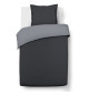VISION - Bicolore - Housse de couette Réversible 140x200cm avec 1 taie 65x65cm - Anthracite/gris - 100% coton