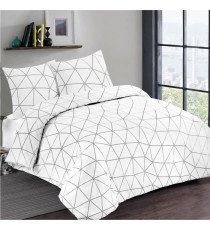 VISION Parure de couette Hugo - 100% coton - 1 housse de couette 140 x 200 cm + 1 taie d'oreiller 65 x 65 cm - Blanc