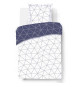 Parure Housse de couette - VISION - Hugo - Parure réversible - 140 x 200 cm - 1 taie assortie 65 x 65 cm - Bleu / Blanc - 100…