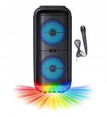Enceinte Karaoké lumineuse - INOVALLEY - KA22-BTH - Bluetooth V5.0 - 49 cm - 500 W - Noir