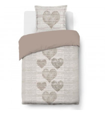 Parure Housse de couette - VISION - Alice - 140 x 200 cm - 1 taie assortie 65 x 65 cm - Beige -  100% coton