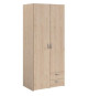 Armoire VARIA - Décor chene et blanc - 2 portes - 2 tiroirs - 80,7 x 185 x 51,3