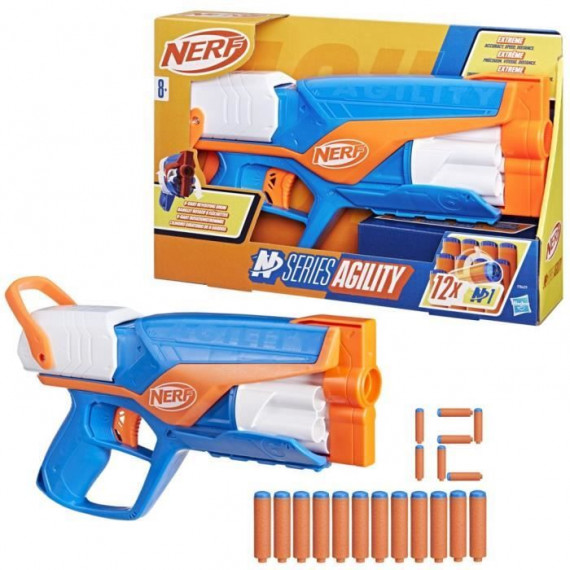 NERF blaster Agility N Series, 12 fléchettes Nerf N1 uniquement pour les blasters Nerf N Series, barillet 6 fléchettes, jeux …