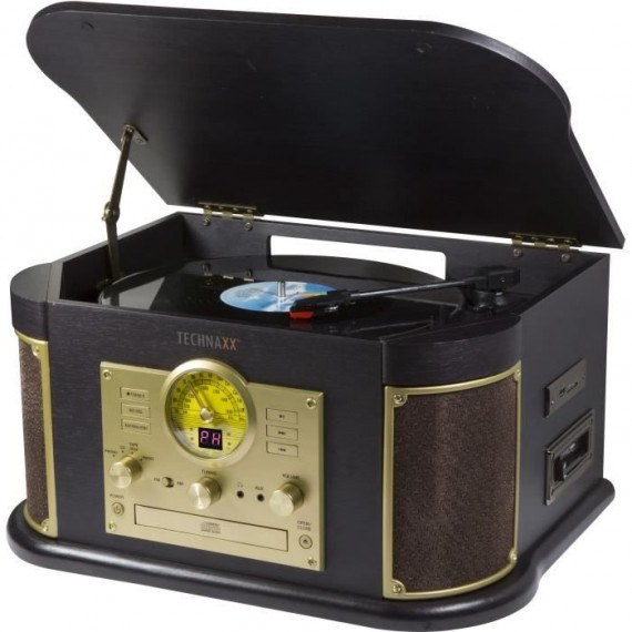 Platine Vinyle Retro All-in-One TECHNAXX TX-103 - Fonction numériseur - Phono, Cassette, CD, USB, Bluetooth, SD, AUXIN, FM r…