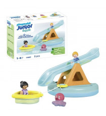 PLAYMOBIL Junior 71687 Ilôt avec toboggan aquatiqueComprend deux personnages, un bébé pieuvre et des accessoires - Des 1 an