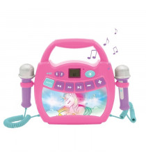 LEXIBOOK - Enceinte Bluetooth Licorne - Effets Lumineux, Micros et Batterie Rechargeable