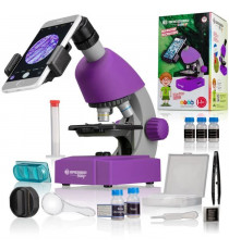 Microscope 40x-640x - BRESSER JUNIOR - Éclairage LED - kit d'expérimentation - violet