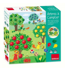 Jeu éducatif - GOULA - Arbres a compter - Complétez les arbres avec des fruits en fonction des dés