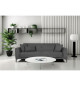 Canapé convertible 3 places  - HENRY - Tissu gris clair - 3 coussins - coffre de rangement -  234 x 85 x 84 cm